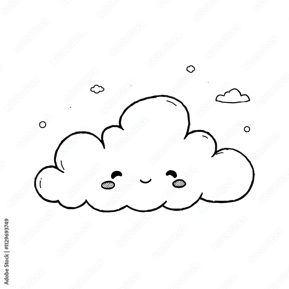 sheep with a smile, simple and cute doodle line cloudy sheep with a smile, simple and cute doodle line cloudy