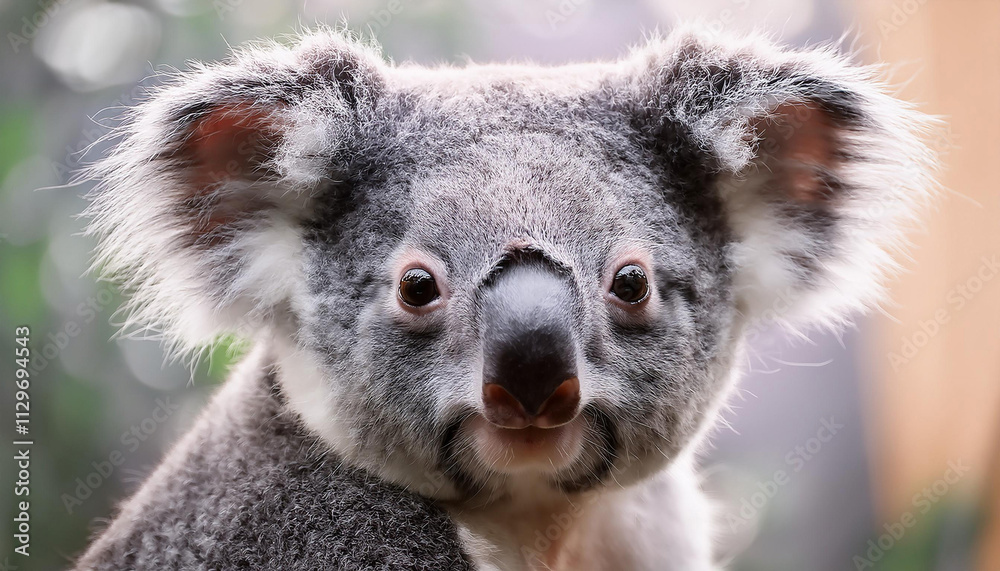 Naklejka premium Close-Up of a Koala, Emphasizing Its Gentle Expression and Fur Texture