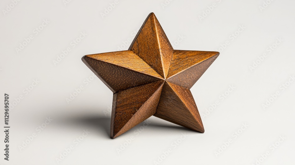 Rustic wooden star with a raw texture, floating on a white canvas, capturing the essence of success and recognition Rustic wooden star with a raw texture, floating on a white canvas, capturing the essence of success and recognition