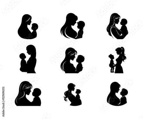 Mother baby silhouette set 