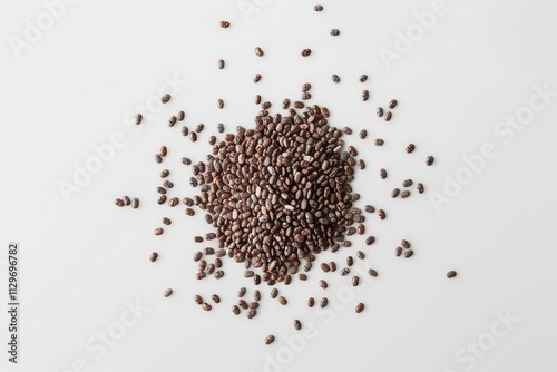 Close up of chia seeds isolated on white background