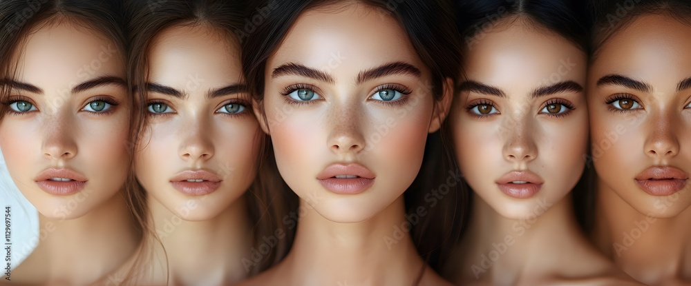 A diverse group of beautiful women with natural beauty and glowing smooth skin. Portrait of many attractive female fashion models with great skincare of all races, tones and style,
A diverse group of beautiful women with natural beauty and glowing smooth skin. Portrait of many attractive female fashion models with great skincare of all races, tones and style,