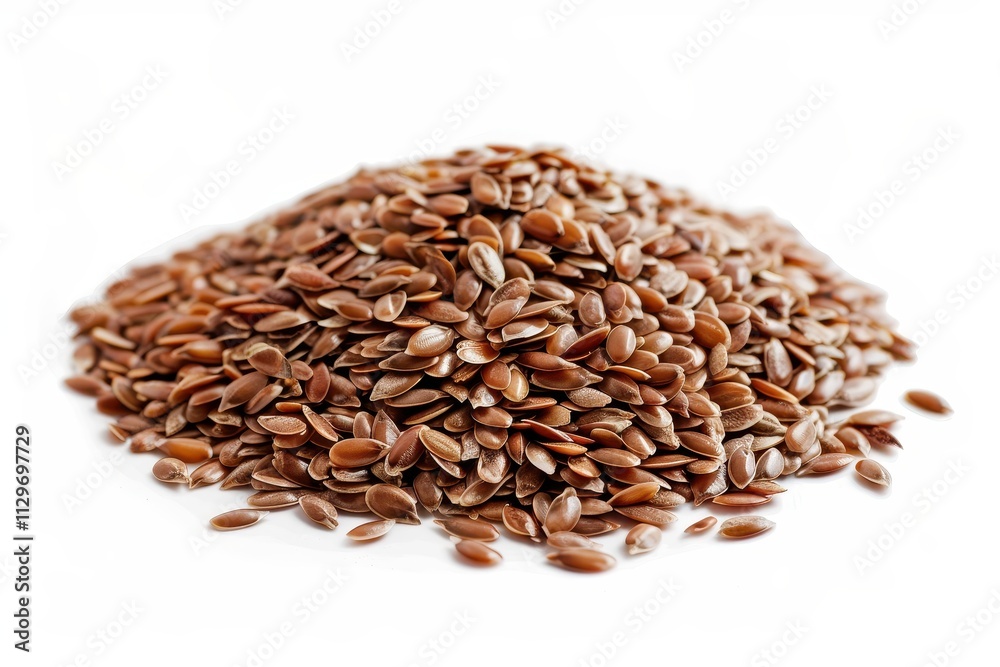Close up of flax seeds on white background Close up of flax seeds on white background