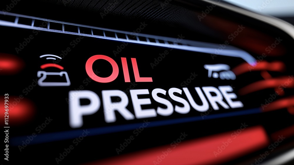 Close-up of a digital oil pressure gauge in a vehicle, indicating important dashboard warning signals. Close-up of a digital oil pressure gauge in a vehicle, indicating important dashboard warning signals.