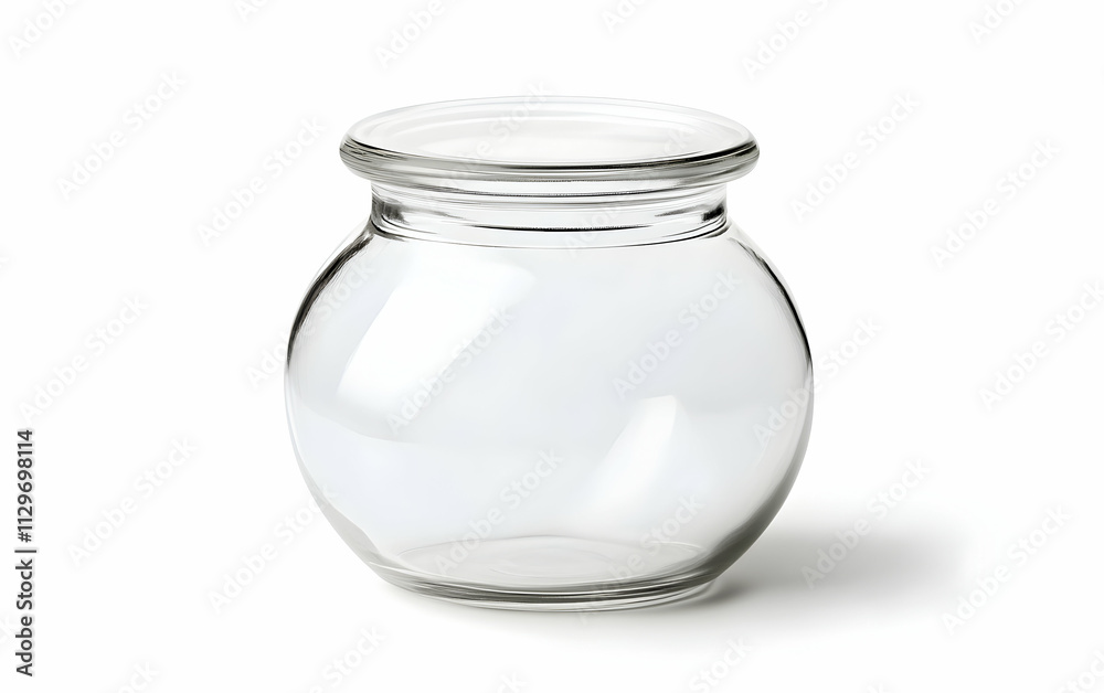 Transparent empty glass jar, isolated on white background, clipping path,, AI Generated Transparent empty glass jar, isolated on white background, clipping path,, AI Generated