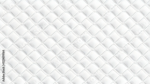 Seamless subtle white diamond tufted upholstery pattern transparent background texture overlay