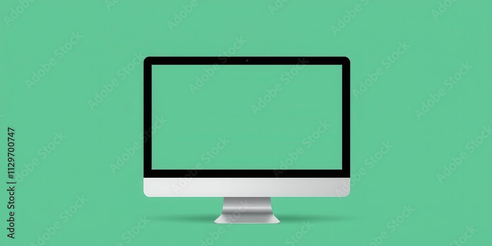 Computer screen with blank display in vector illustration, modern, computer