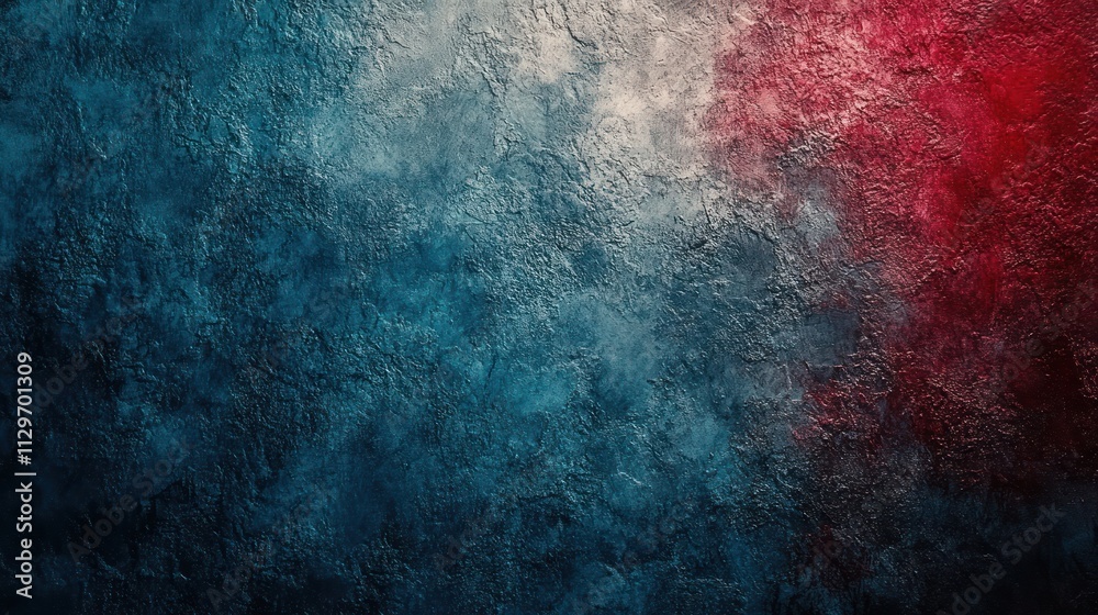 Fototapeta premium Abstract textured background in blue and red hues.