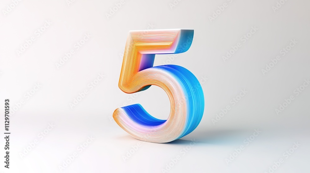 Modern 3D logo of the number Modern 3D logo of the number