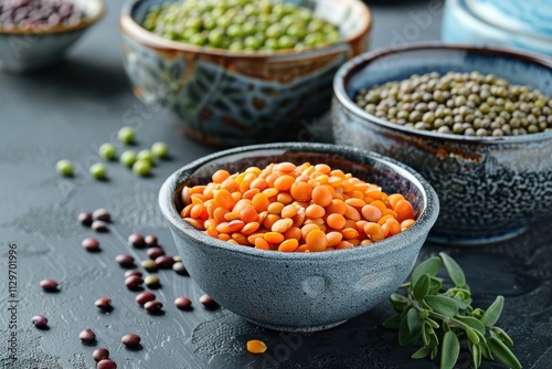 Closeup of legume bowls photo