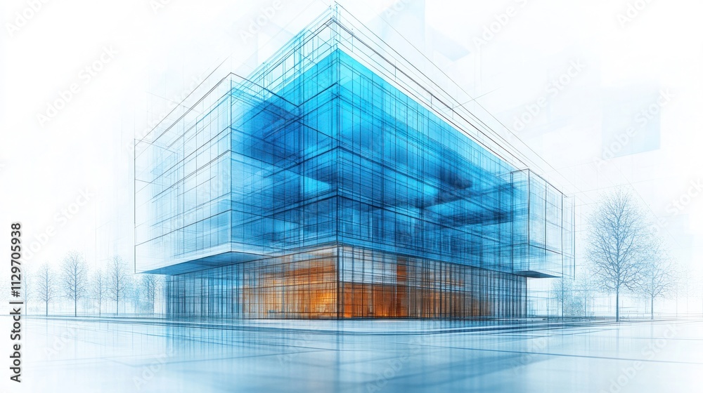 Modern architectural design with a glass facade.