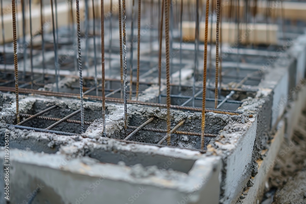 Concrete blocks and rods used for commercial building construction Concrete blocks and rods used for commercial building construction