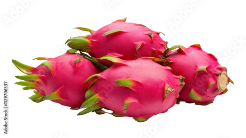 Wallpaper Mural Vibrant dragon fruits, pink skins, green tips, clustered together, exotic tropical produce, healthy snacking option Isolated on white background. Torontodigital.ca