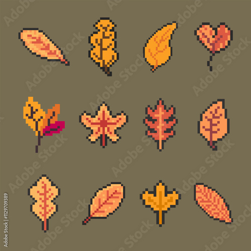leaf bundle set pixel art