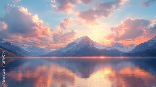 A beautiful mountain range with a lake in the foreground