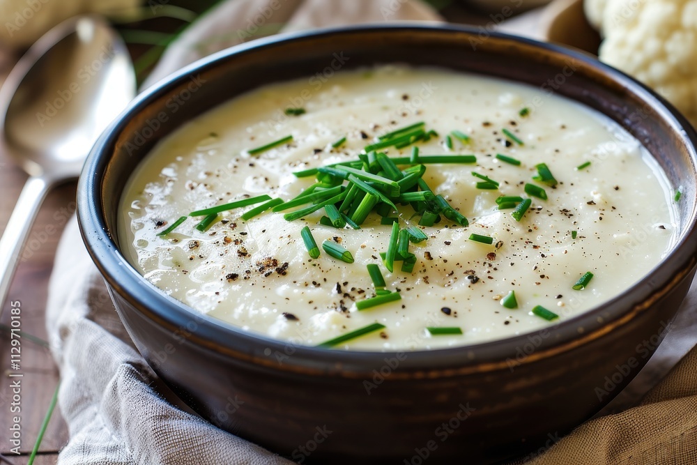 Creamy cauliflower soup with chives Creamy cauliflower soup with chives