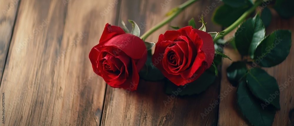 Romantic red roses on wooden surface nature still life serene indoor setting artistic viewpoint Romantic red roses on wooden surface nature still life serene indoor setting artistic viewpoint