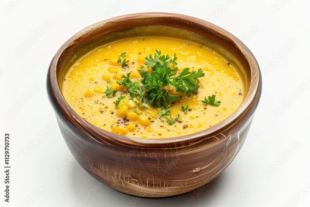 Creamy corn soup isolated on white delicious Creamy corn soup isolated on white delicious
