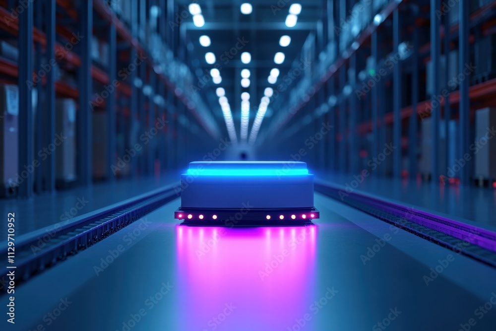 Fototapeta premium Automated Guided Vehicle (AGV) in Modern Warehouse