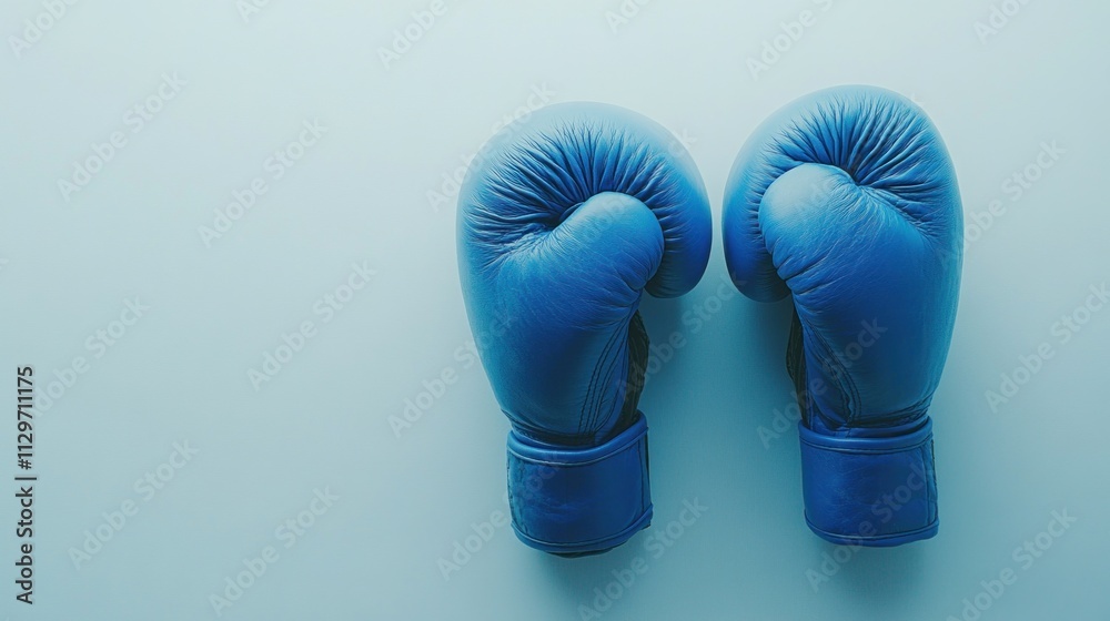 Blue boxing gloves on white background with copy space Blue boxing gloves on white background with copy space