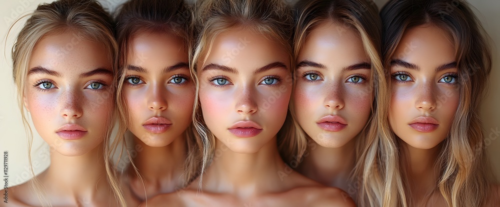 A diverse group of beautiful women with natural beauty and glowing smooth skin. Portrait of many attractive female fashion models with great skincare of all races, tones and style,
A diverse group of beautiful women with natural beauty and glowing smooth skin. Portrait of many attractive female fashion models with great skincare of all races, tones and style,