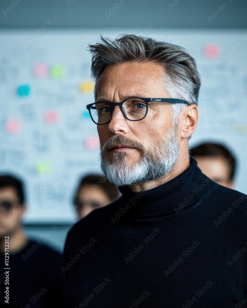 Serious mature man in glasses looking at camera Serious mature man in glasses looking at camera