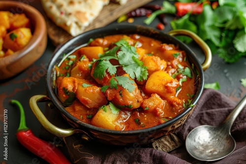 Curry with Bombay potatoes and vegetables