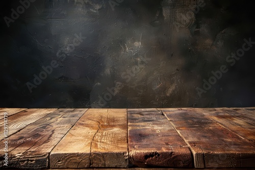 Dark background with old wooden table photo