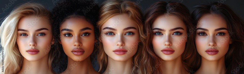 A diverse group of beautiful women with natural beauty and glowing smooth skin. Portrait of many attractive female fashion models with great skincare of all races, tones and style,
A diverse group of beautiful women with natural beauty and glowing smooth skin. Portrait of many attractive female fashion models with great skincare of all races, tones and style,