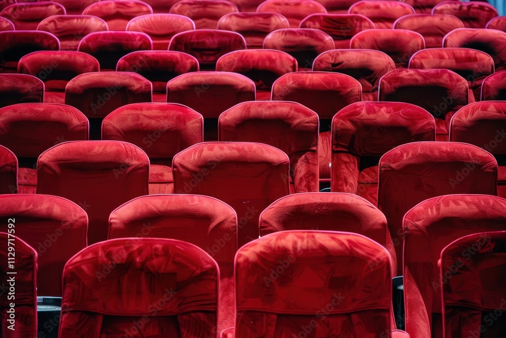 Obraz premium Detailed view of red theater seats