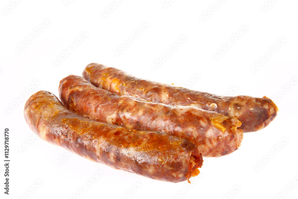 Sausages, isolated on a white background Sausages, isolated on a white background