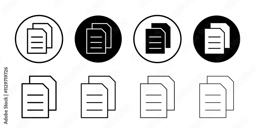 Document icon Thin line vector illustration set Document icon Thin line vector illustration set