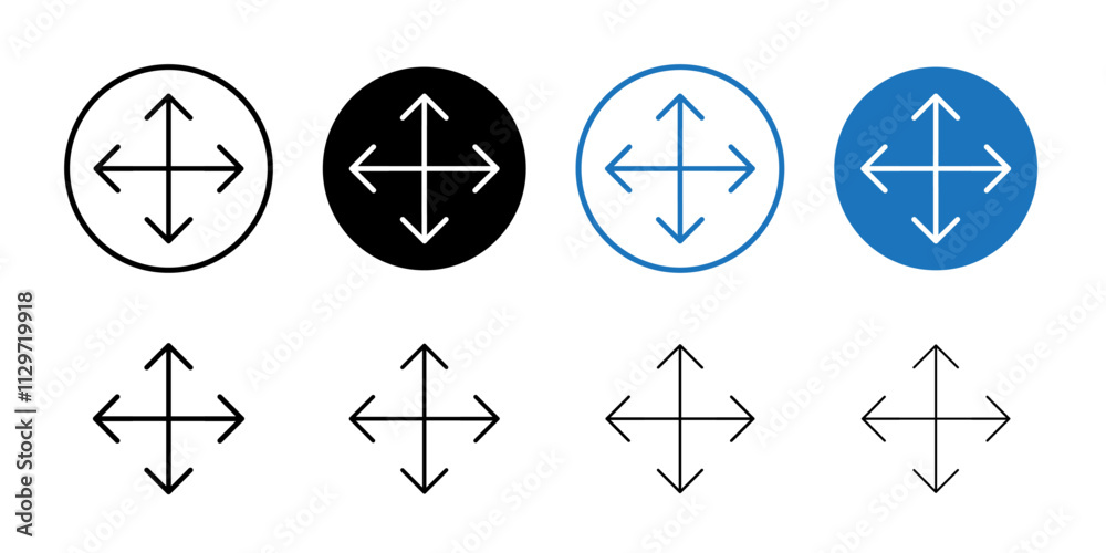 Expand icon Thin line vector illustration set Expand icon Thin line vector illustration set