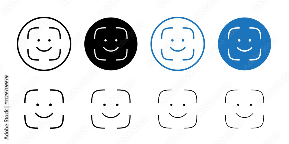 Face id icon Thin line vector illustration set Face id icon Thin line vector illustration set