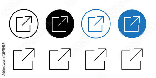 External link icon Thin line vector illustration set