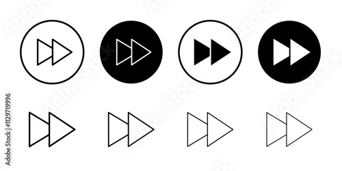 Fast forward icon Thin line vector illustration set