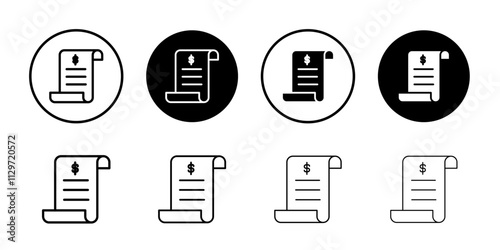 Invoice icon Thin line vector illustration set