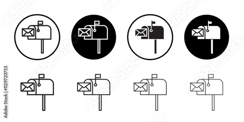 Mail box icon Thin line vector illustration set