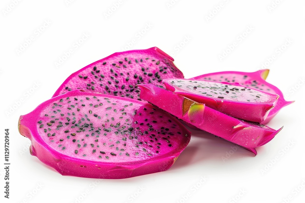 Dragon fruit slices on white background Dragon fruit slices on white background