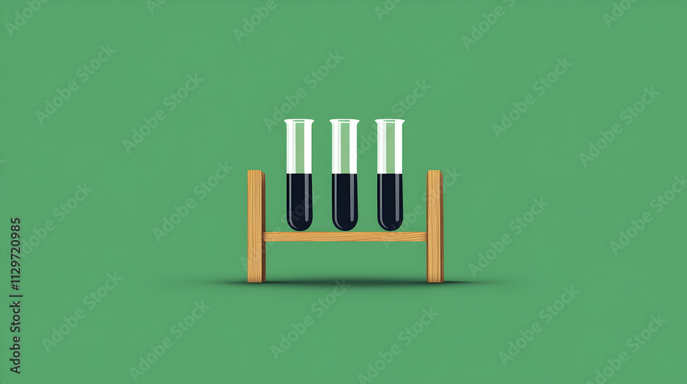 A flat design of a test tube rack holding several test tubes, with only the essential lines. Test tube rack minimalist design. A flat design of a test tube rack holding several test tubes, with only the essential lines. Test tube rack minimalist design.