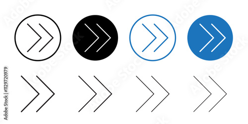 Next arrow icon Thin line vector illustration set