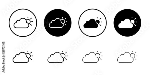 Partially cloudy icon Thin line vector illustration set