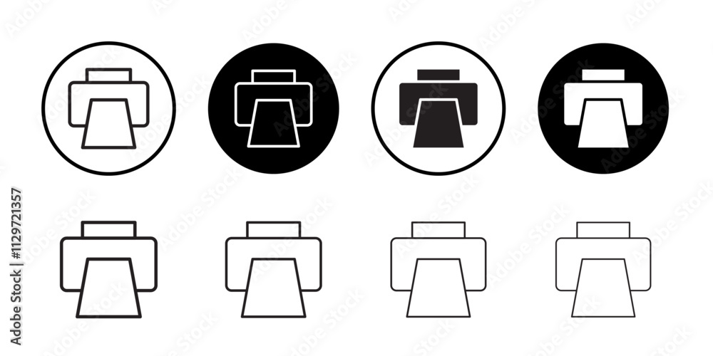 Print button icon Thin line vector illustration set Print button icon Thin line vector illustration set