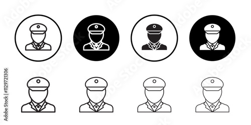 Police icon Thin line vector illustration set