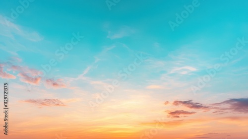 Serene Sky at Sunset with Vibrant Colors and Soft Pink Clouds