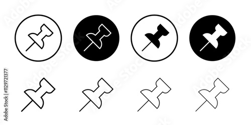 Push Pin icon Thin line vector illustration set