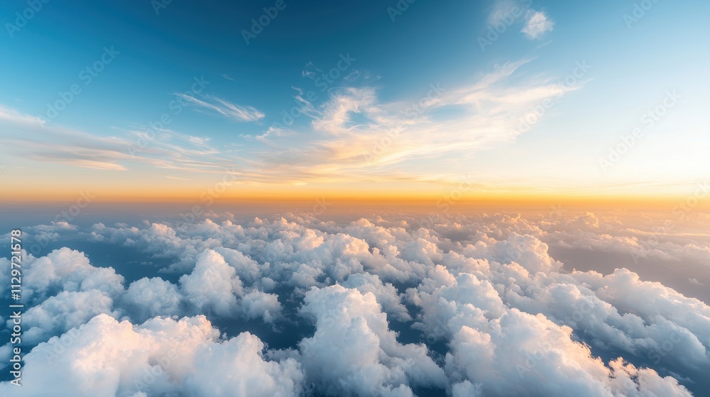 Naklejka premium Stunning Aerial Sky View with Fluffy Clouds and Beautiful Horizon