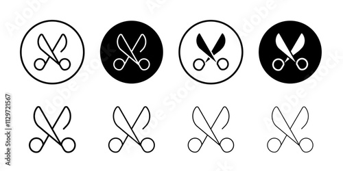 Scissor icon Thin line vector illustration set