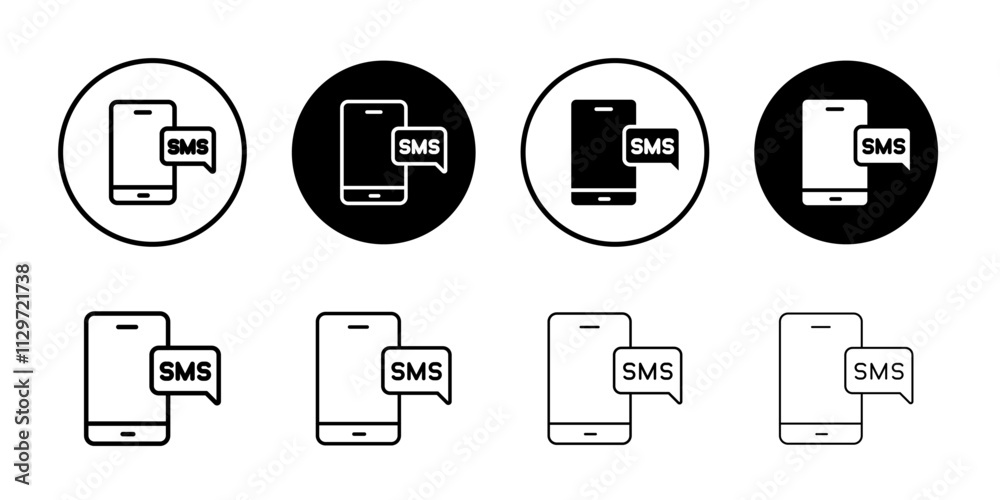 Sms icon Thin line vector illustration set Sms icon Thin line vector illustration set