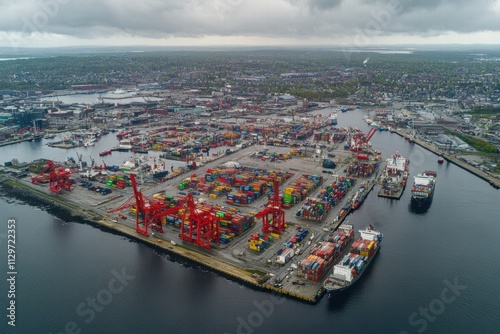 Aerial View of Halifax Harbor Container Terminal